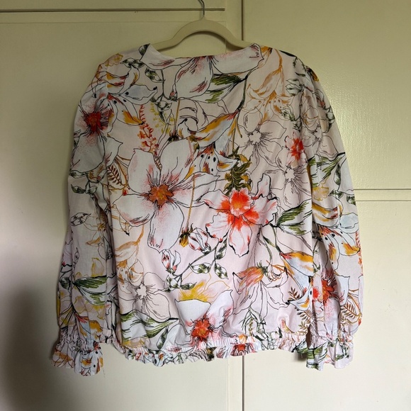 International Concepts Pink Floral Puff Sleeve Surplice Blouse Top Plus Size 2X - Picture 8 of 11